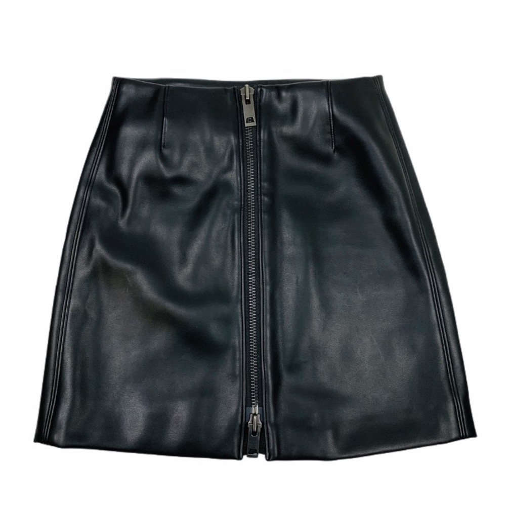 Aritzia Talula Faux Leather Black Lined Mini Zip Skirt XXS